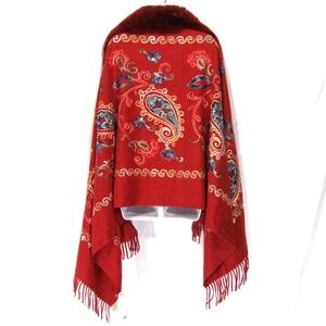 JESSICA McCLINTOCK WOMEN'S RED FASHION WINTER FUR SHAWL
